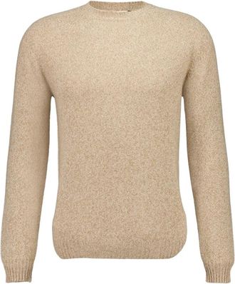 Boglioli Wollen Kasjmier Trui met Ronde Hals - Heren - Ronde hals truien - Beige - S - Wol - Truien & Vesten