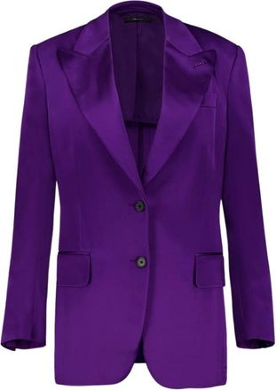 Tom Ford Elektrisch Paarse Satijnen Blazer - Dames - Blazers - Paars - 2XS - Satijn - Jassen