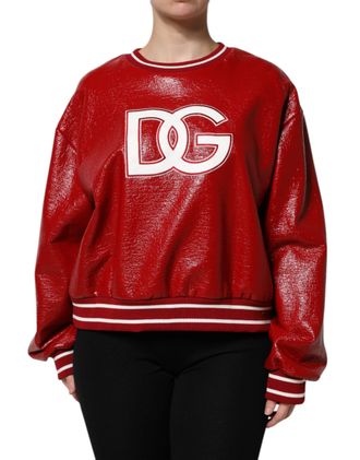 Dolce & Gabbana Red Wool DGLogo Embroidery Pullover Womens Sweater