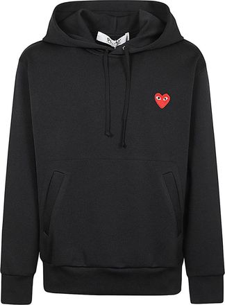 Comme Des Gar&ccedil;ons Black Logo Print Cotton Hoodie