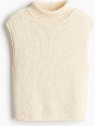 H&M Rolled-edge Mock Turtleneck Sweater Vest in Cream at Nordstrom, Size X-Large