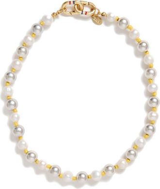 Clare Vivier Bead & Faux Pearl Statement Necklace in Silver Cream at Nordstrom Rack