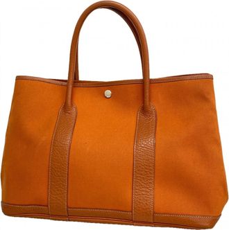 Herm&egrave;s Orange Toile Officier Tote Bag (Pre-Owned)