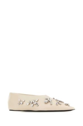 Jil Sander Womens Ivory Leather Ballerinas Eggshell Ballerine Flat Shoes