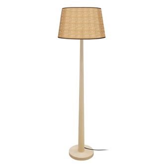 Tosel Lamp&aacute;ra de pie madera Alt.160cm oscuro ;Pantalla: beige,marr&oacute;n