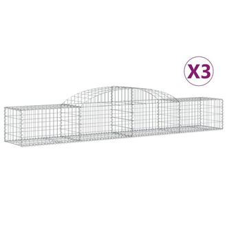 Berkfield Home Arched Gabion Baskets 3 pcs 300x50x40/60 cm Galvanised Iron in Silver