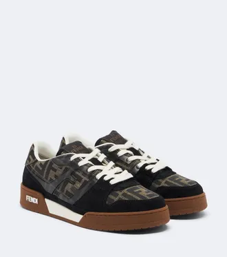 Fendi Fendi Match jacquard suede-trimmed sneakers