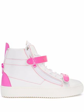 Giuseppe Zanotti Coby leather double-straps mid-top sneakers - White