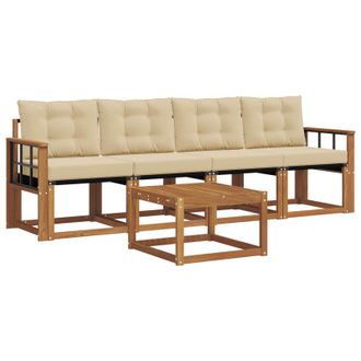 vidaXL Conjunto De Sof&aacute;s De Exterior Con Coj&iacute;n 5 Pcs Natural Y Beige Vidaxl