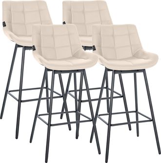 Clp Juego De 4 Taburetes De Bar Weston Giratorios Crema Simil Cuero