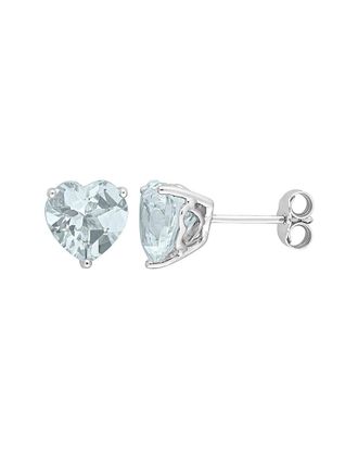Rina Limor Silver 3.00 Ct. Tw. Aquamarine Heart Studs