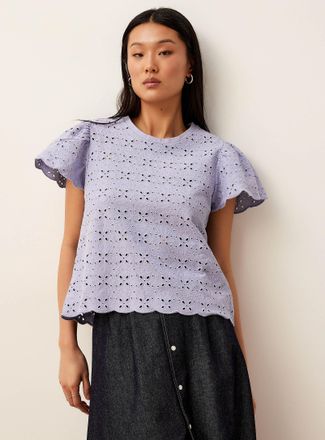 Icone Womens Broderie anglaise Tee Shirt