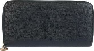 Bulgari Black Leather Long Wallet (Bi-Fold) (Pre-Owned)
