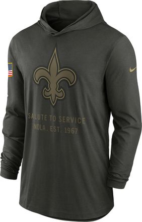 Nike New Orleans Saints Salute to Service Sideline Mens Nike Mens Dri-FIT NFL Long-Sleeve Hooded Top in Green | 02G93JGA2M-W8F
