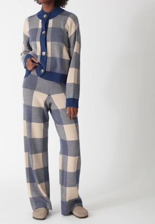 Electric & Rose Rudi Cardigan In Plaid Indigo/sand