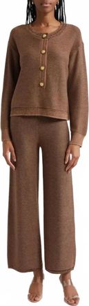 L'agence Hadassah Henley Sweater In Camel/gold