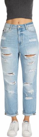 Kancan Distressed Mom Jeans In Light Wash