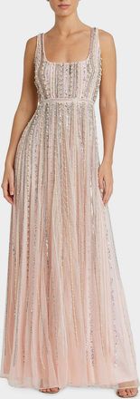 Mac Duggal Evening Sleeveless Beaded Gown