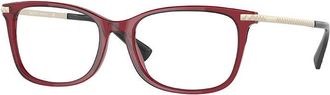 Valentino Eyeglasses Rectangle Full Rim, Transparent Red Frame And Clear Demo Lens Lens Va30745115