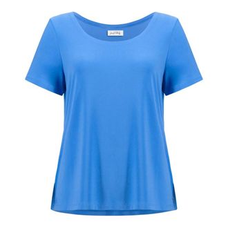 Joseph Ribkoff Tops, Dames, Blauw, XL, Fit and Flare Top met Korte Mouwen