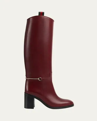 Gucci Marot Leather Charlotte Knee-High Boots