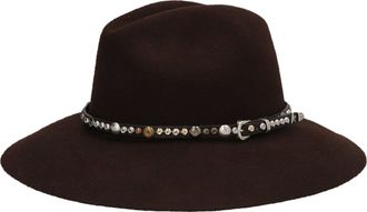 Golden Goose Wool with Studded Leather Strap Fedora - Brown