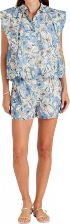 Sundays Sutton Cap Sleeve Button Down Shirt In Vista Floral