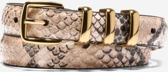 Cole Haan Womens.75 Inch Harness Belt With Feather Edge - Beige Size Medium