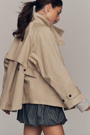 Maeve Lyonne Funnel-Neck Cape Jacket