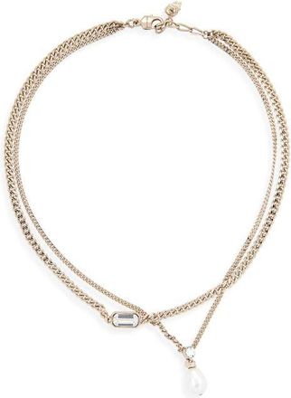 Alexander McQueen Skull & Crystal Layered Chain Necklace in Brass/crystal at Nordstrom