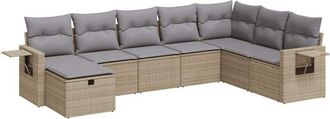 vidaXL Set De Sof&aacute;s De Jard&iacute;n Y Cojines 8 Piezas Rat&aacute;n Sint&eacute;tico Beige Vidaxl