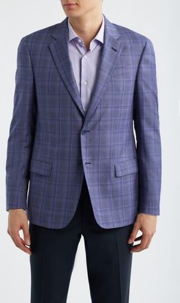 Emporio Armani Purple & Grey Check Virgin Wool Sport Coat in Plum at Nordstrom, Size 38 Us