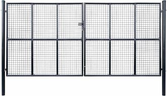 vidaXL Vidaxl - Puerta De Jard&iacute;n De Malla De Acero Galvanizado, 415 X 200 Cm, Gris