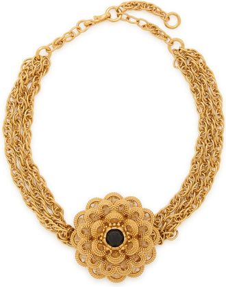 Chlo&eacute; The Chlo&eacute; Feather Flower Necklace - Gold - One Size