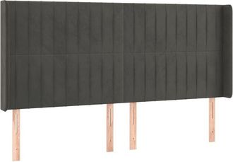 vidaXL Cabecero Con Led De Terciopelo Gris Oscuro 183x16x118/128 Cm Vidaxl