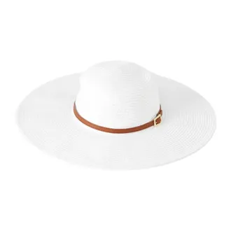 Melissa Odabash Accessoires, Dames, Wit, ONE Size, Leer, Jemima Hoed