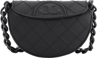 Tory Burch Black Leather Fleming Soft Mini Crescent Bag