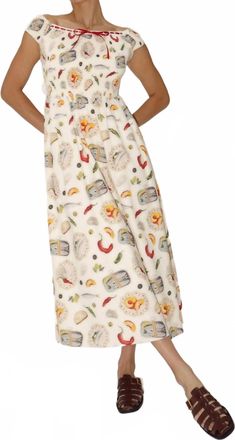 Bailey Rose Playful Picnic Midi Dress In Beige
