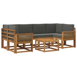 vidaXL Conjunto De Sof&aacute;s De Exterior 7 Pcs Natural Y Antracita Vidaxl