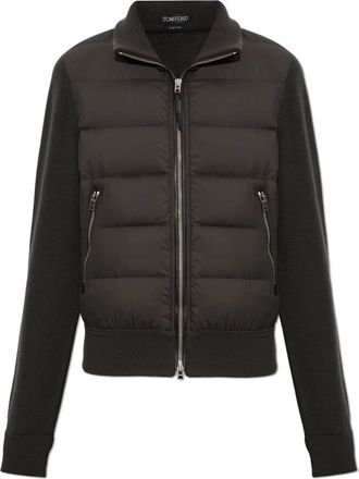 Tom Ford Wollemantel met coltrui en donsvulling aan de voorzijde - Heren - Vesten - Bruin - XL - Wol - Truien & Vesten