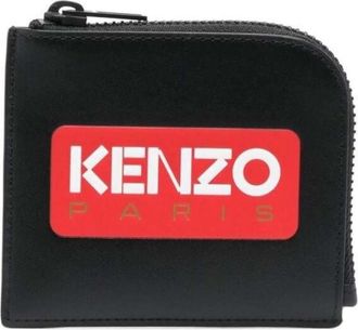 Kenzo Stijlvolle Zwarte Leren Portemonnee - Heren - Portefeuilles - Zwart - ONE Size - Leer - Accessoires