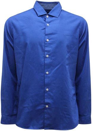 Liu Jo Slim Fit Overhemd Royal Blue - Heren - Casual Overhemden - Blauw - 2XL - Katoen - Overhemden
