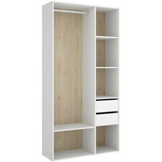 Dmora Guardaroba grande Maon, Mobile camera da letto, Cabina armadio portabiti, Armadio appendiabiti, 98x45 h205 cm, Bianco e Rovere - Dmora