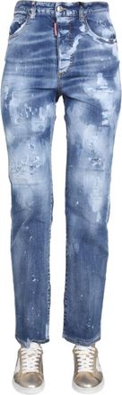 Dsquared2 Blue Straight High Rise Jeans