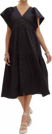 Entro Womens Button Tiered Midi Dress In Black