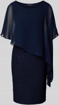 Swing Knielanges Cocktailkleid mit Überwurf in Marine, Größe 36
