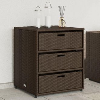 Berkfield Home Garden Storage Cabinet Brown 55x59x69 cm Poly Rattan | Size: 55 x 59 x 69 cm