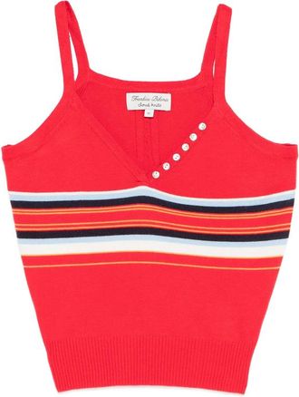 Frankies Bikinis Striped Button Tank Top