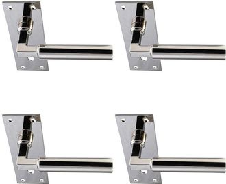 Loops 4x PAIR Round Bar Handle on Slim Lock Backplate 150 x 50mm Polished Nickel