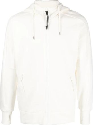 C.P. Company Diagonal Raised Fleece Zip Hoodie - Heren - Vesten met rits - Wit - L - Katoen - Hoodies & sweatvesten